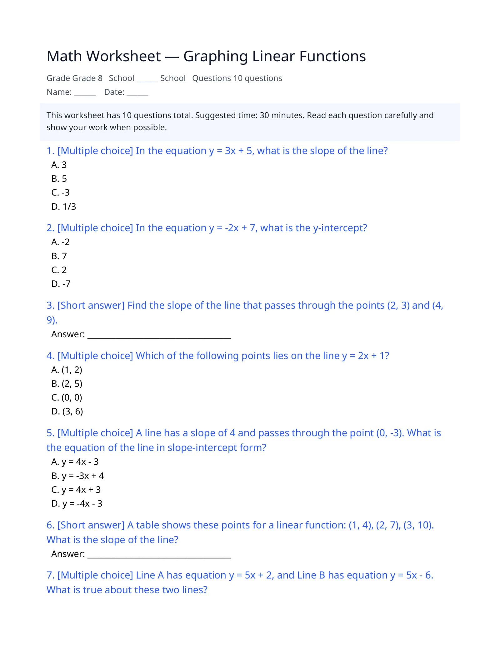 Worksheet