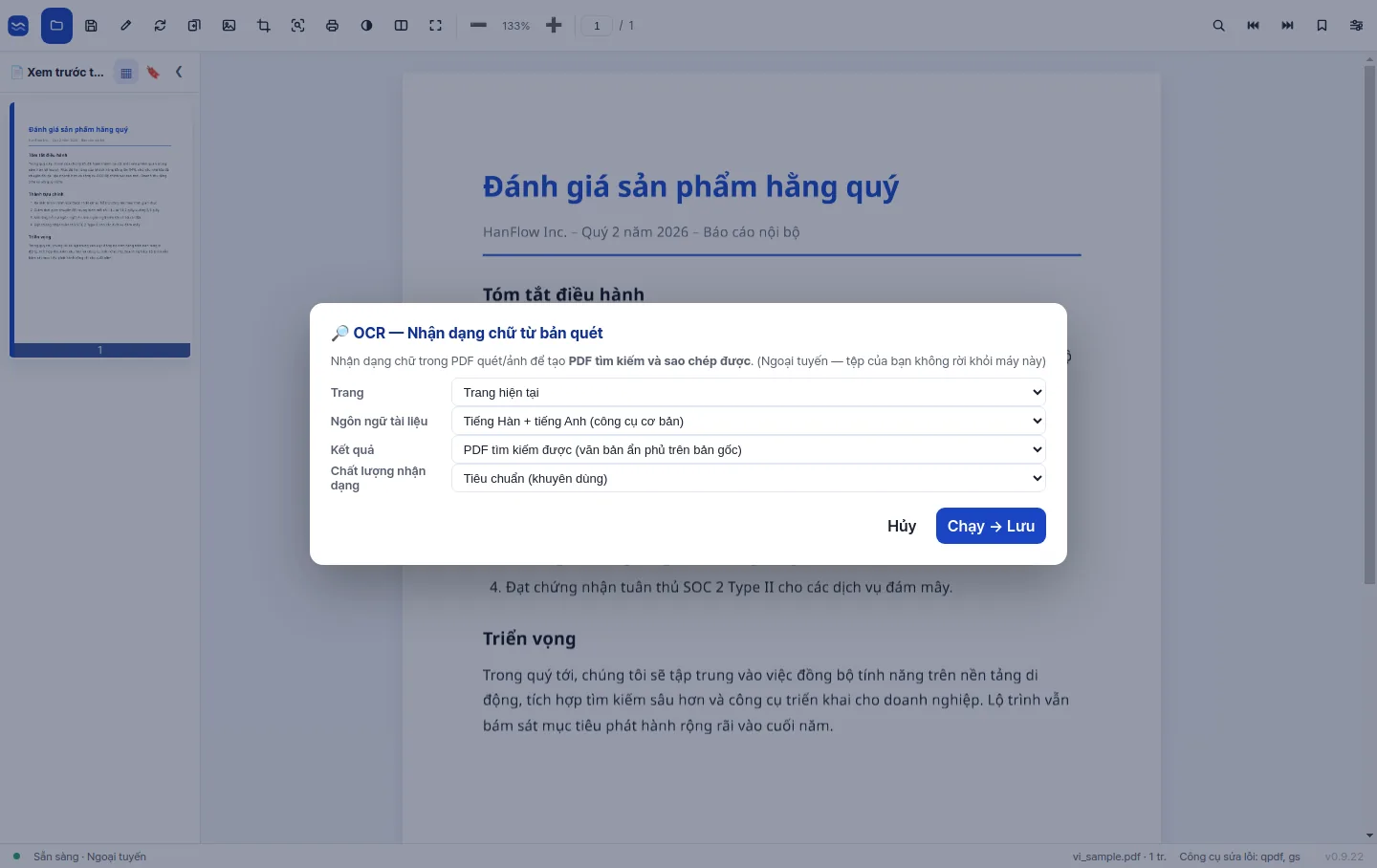 OCR độ chính xác cao biến trang quét thành văn bản có thể tìm kiếm