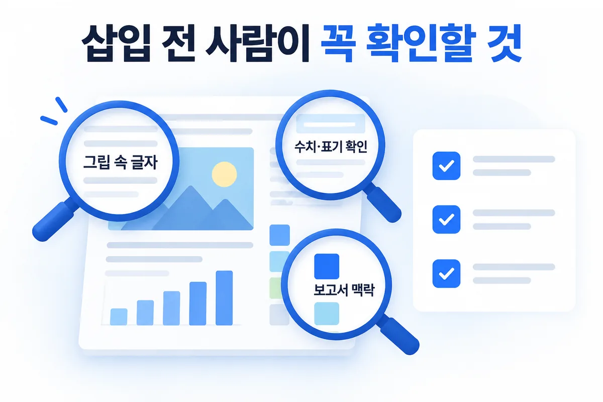 넣기 전 확인 — 그림 속 글자, 수치, 표기, 맥락