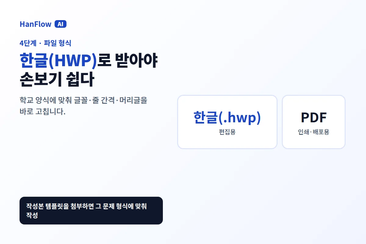 출력 형식 선택 — 한글(.hwp)·PDF