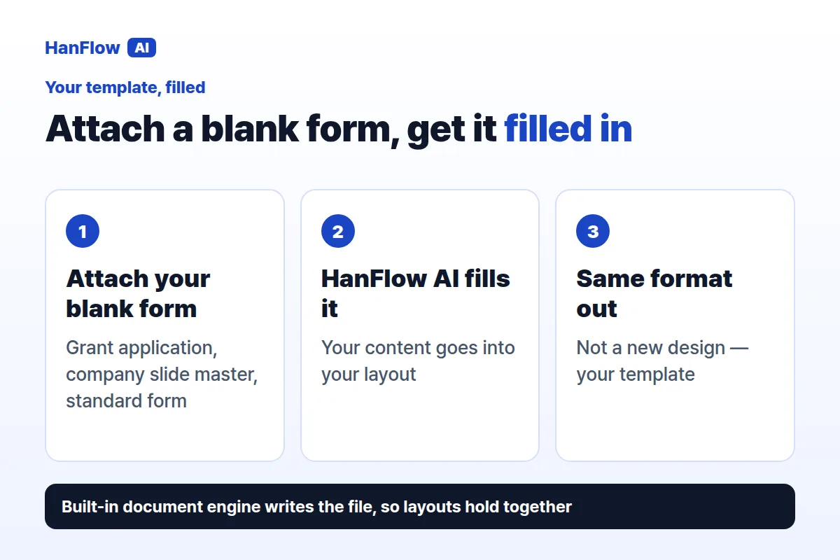 Attach a blank form, get it filled in — three steps