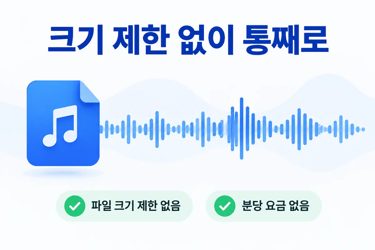 크기 제한 없이 통째로 — 파일 크기 제한 없음, 분당 요금 없음