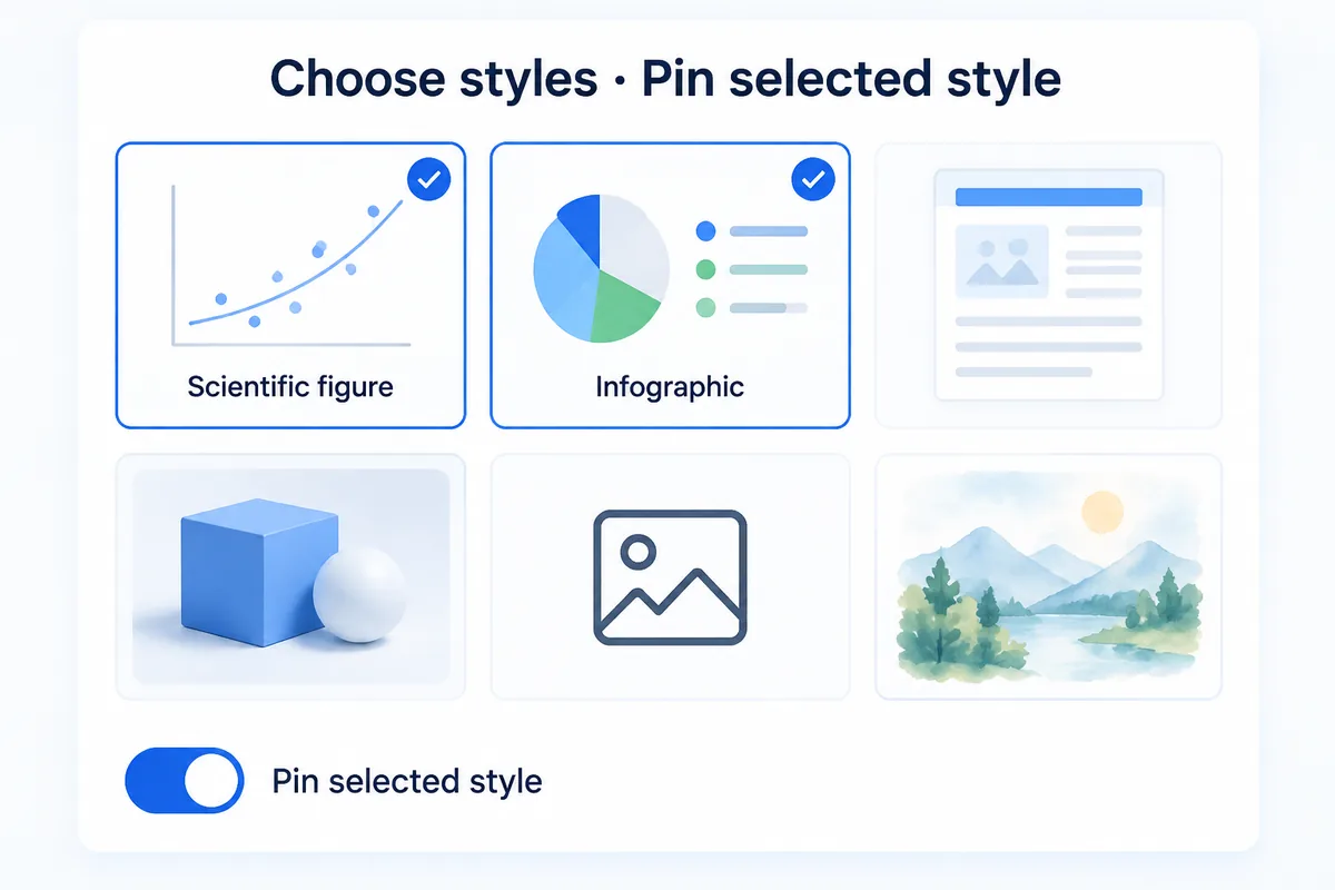 Choose styles · Pin selected style — keep one look across a figure set