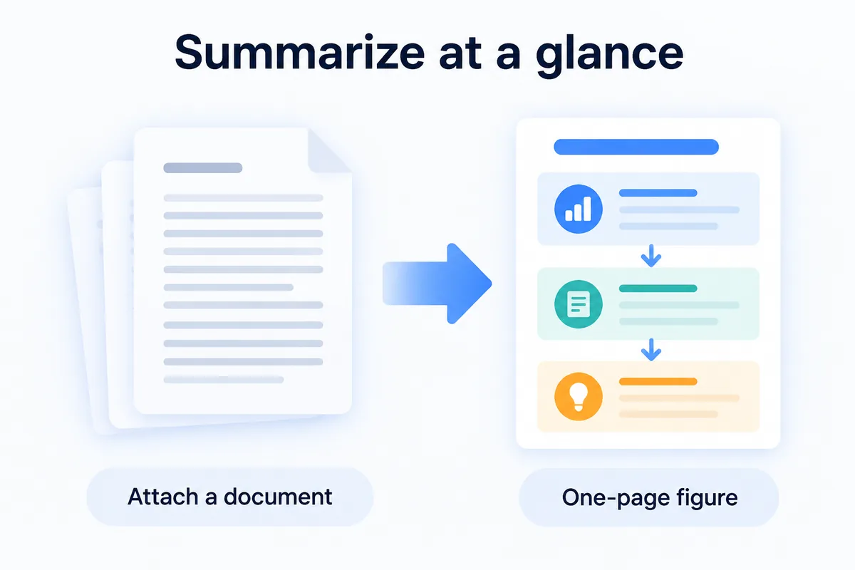 Summarize at a glance — attach a document, get a one-page figure