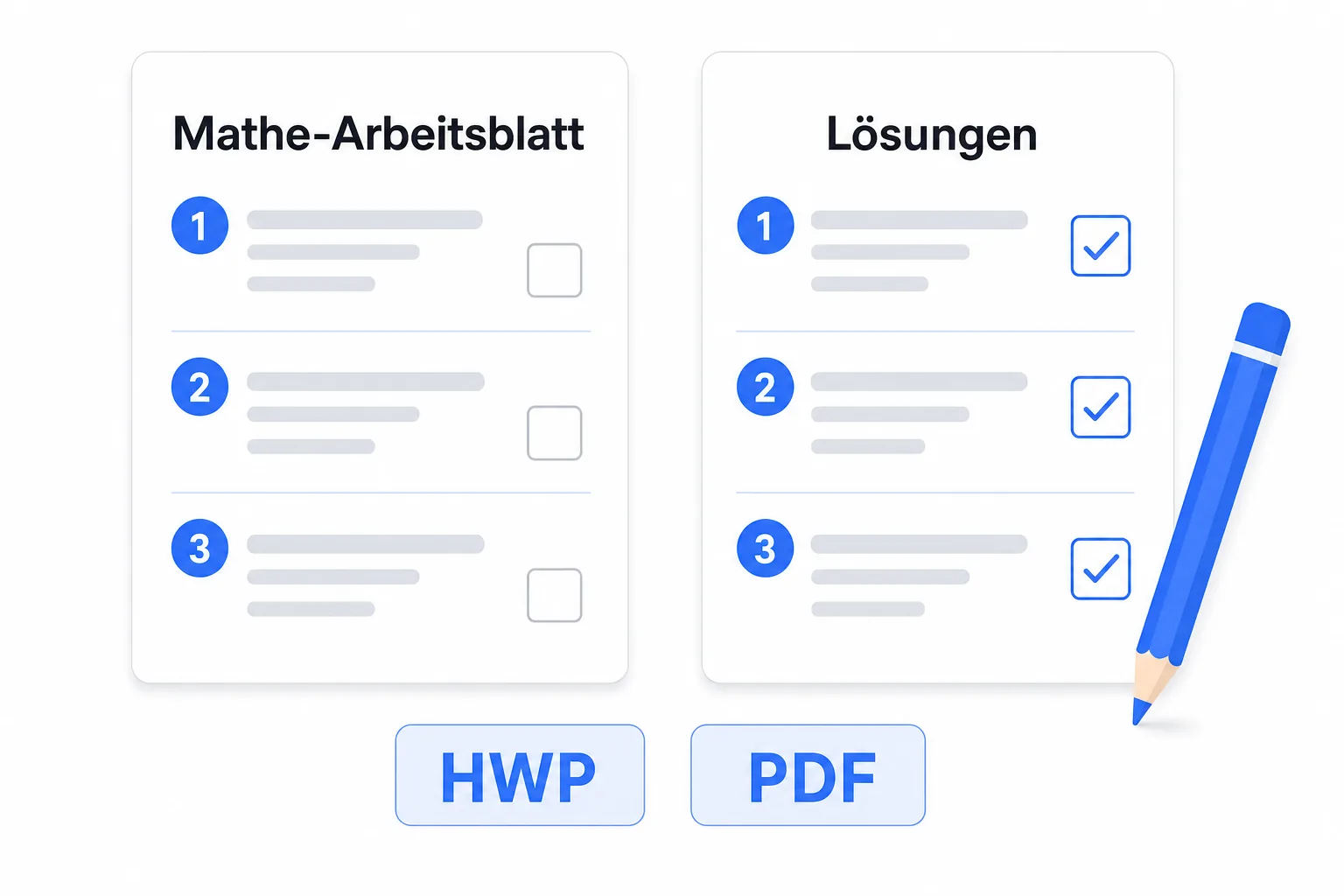 Diagramm: Arbeitsblatt samt Lösungen wird zusammen erzeugt (HWP, PDF)